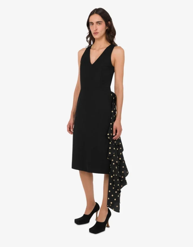 Polka Dots wool blend diagonal dress
