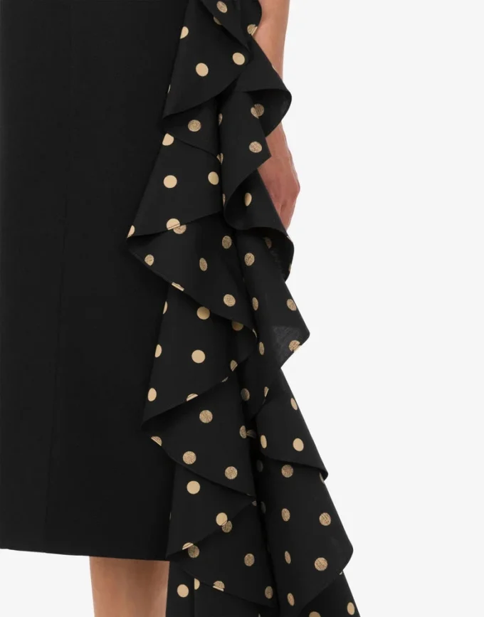 Polka Dots wool blend diagonal dress