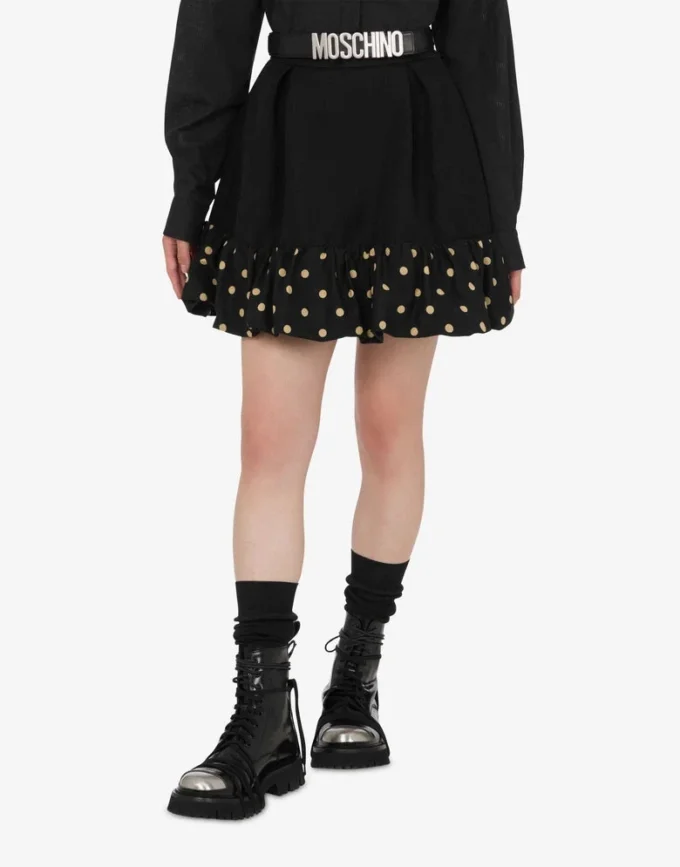 Polka Dots wool blend diagonal miniskirt