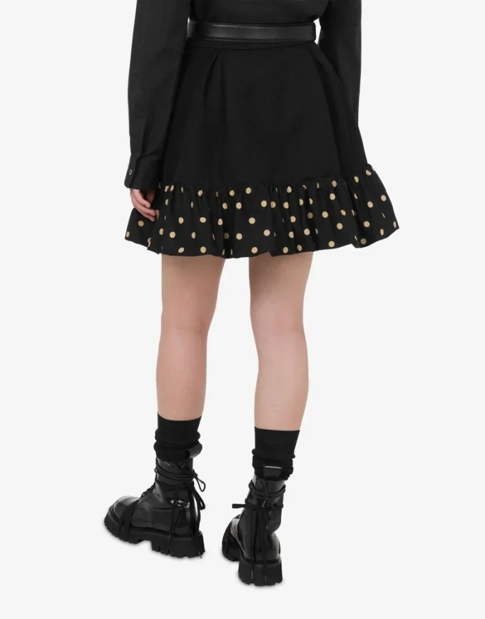 Polka Dots wool blend diagonal miniskirt