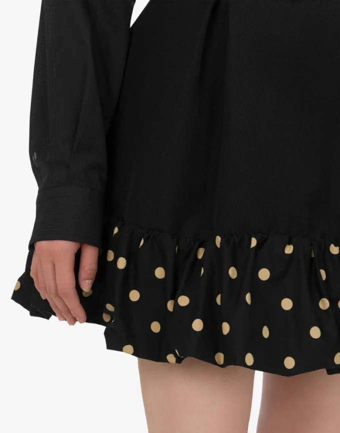 Polka Dots wool blend diagonal miniskirt