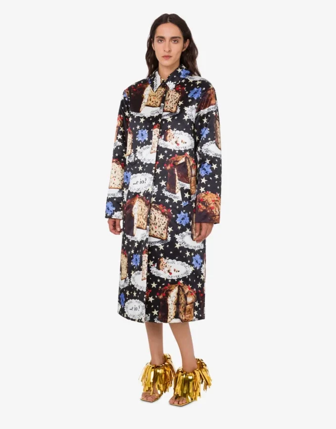 Printed cotton blend coat