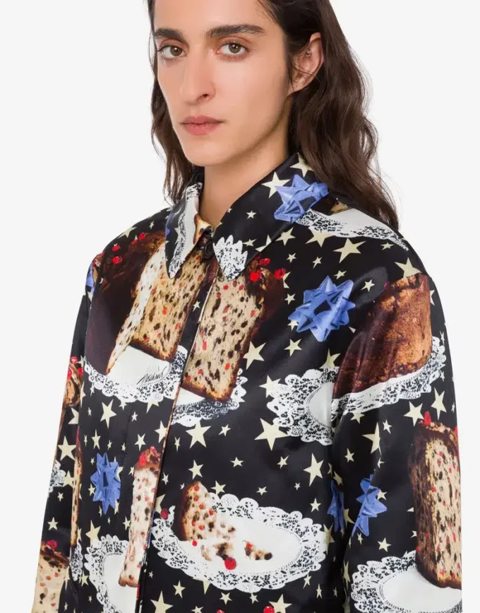 Printed cotton blend coat