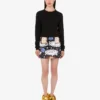 Printed cotton blend miniskirt