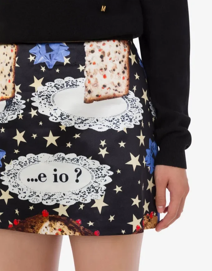Printed cotton blend miniskirt
