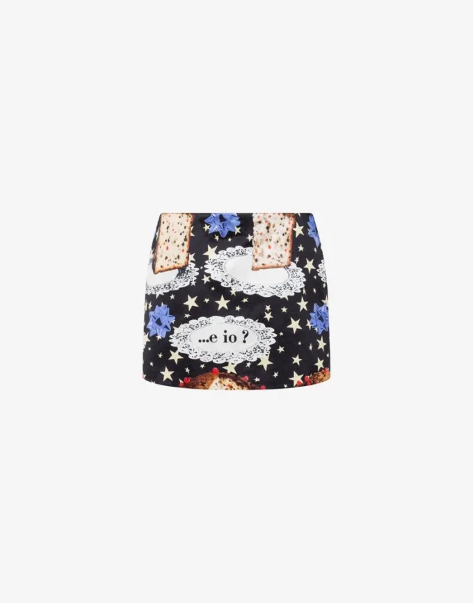 Printed cotton blend miniskirt