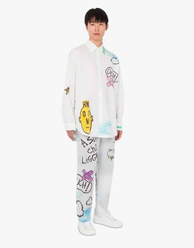 Printed cotton bull trousers Printed cotton bull trousers