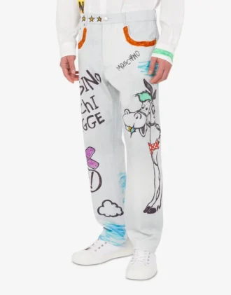 Printed cotton bull trousers