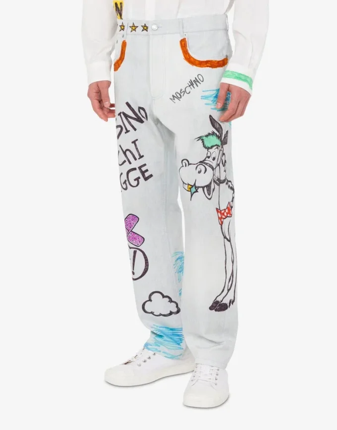 Printed cotton bull trousers Printed cotton bull trousers
