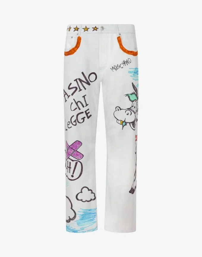 Printed cotton bull trousers Printed cotton bull trousers