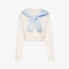 Printed cotton crop sweatshirt