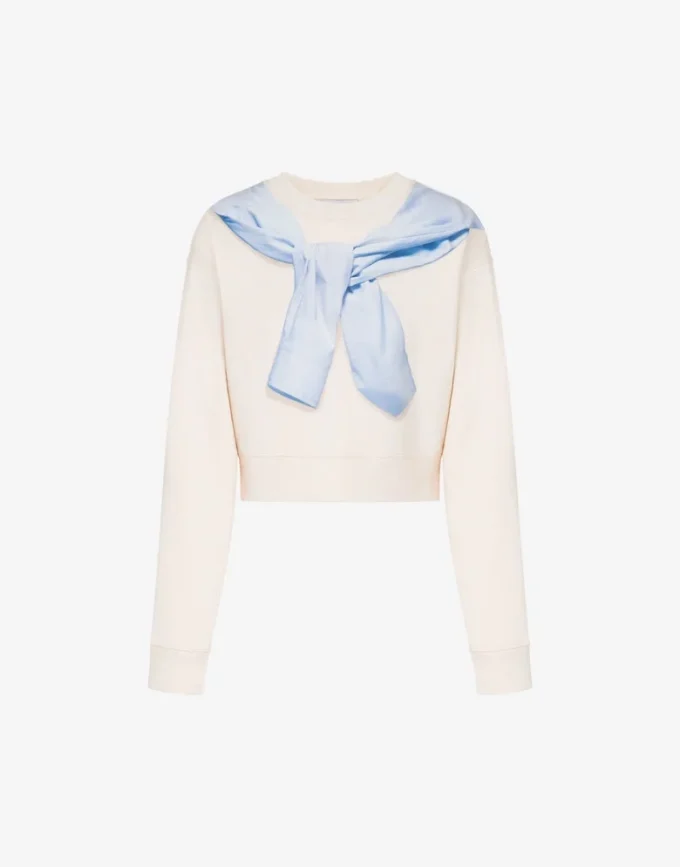 Printed cotton crop sweatshirt