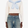 Printed cotton crop sweatshirt