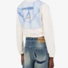 Printed cotton crop sweatshirt