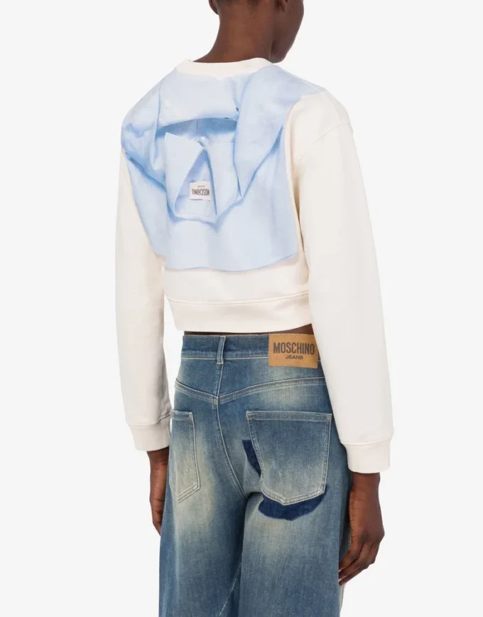 Printed cotton crop sweatshirt
