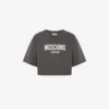 Printed cotton jersey crop T-shirt