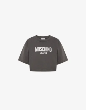 Printed cotton jersey crop T-shirt Printed cotton jersey crop T-shirt
