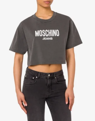 Printed cotton jersey crop T-shirt Printed cotton jersey crop T-shirt