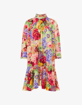 Printed cotton poplin dress