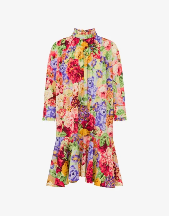 Printed cotton poplin dress