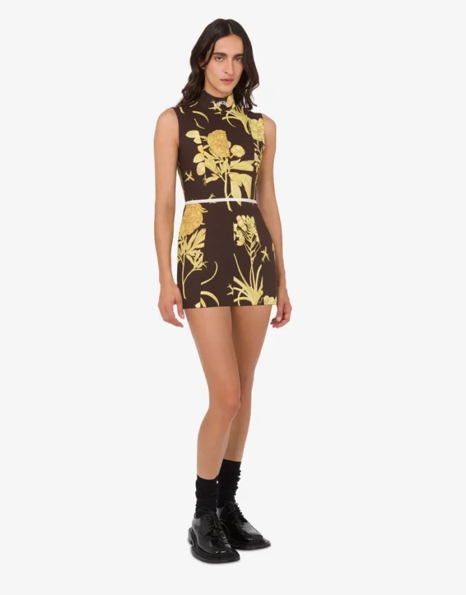 Printed cotton poplin dress