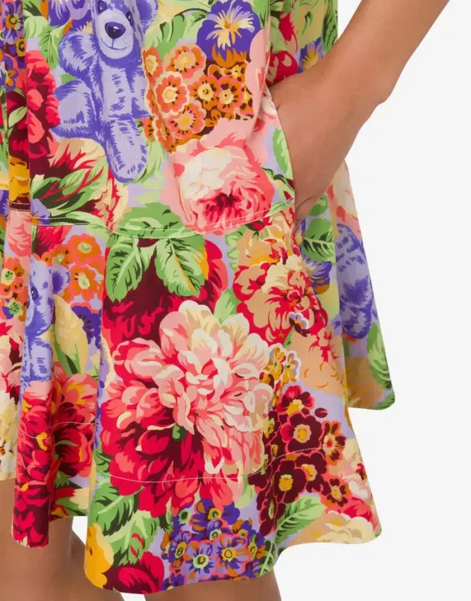 Printed cotton poplin dress
