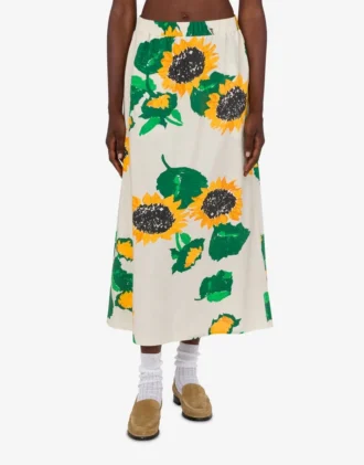 Printed cotton poplin skirt