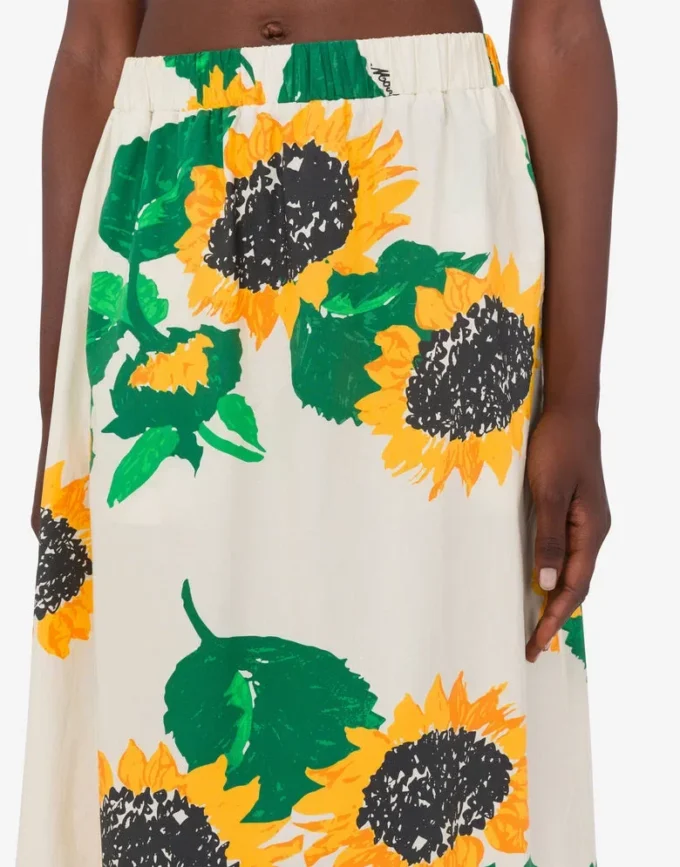 Printed cotton poplin skirt