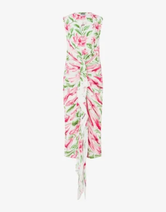 Printed crepe de chine dress