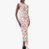 Printed crepe de chine dress