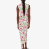 Printed crepe de chine dress