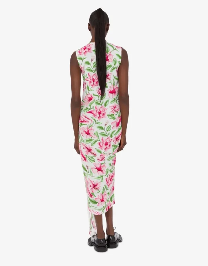 Printed crepe de chine dress