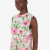 Printed crepe de chine dress