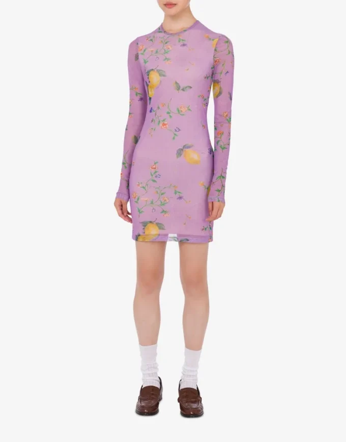 Printed mesh dress