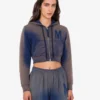 Printed organic cotton crop sweatshirt