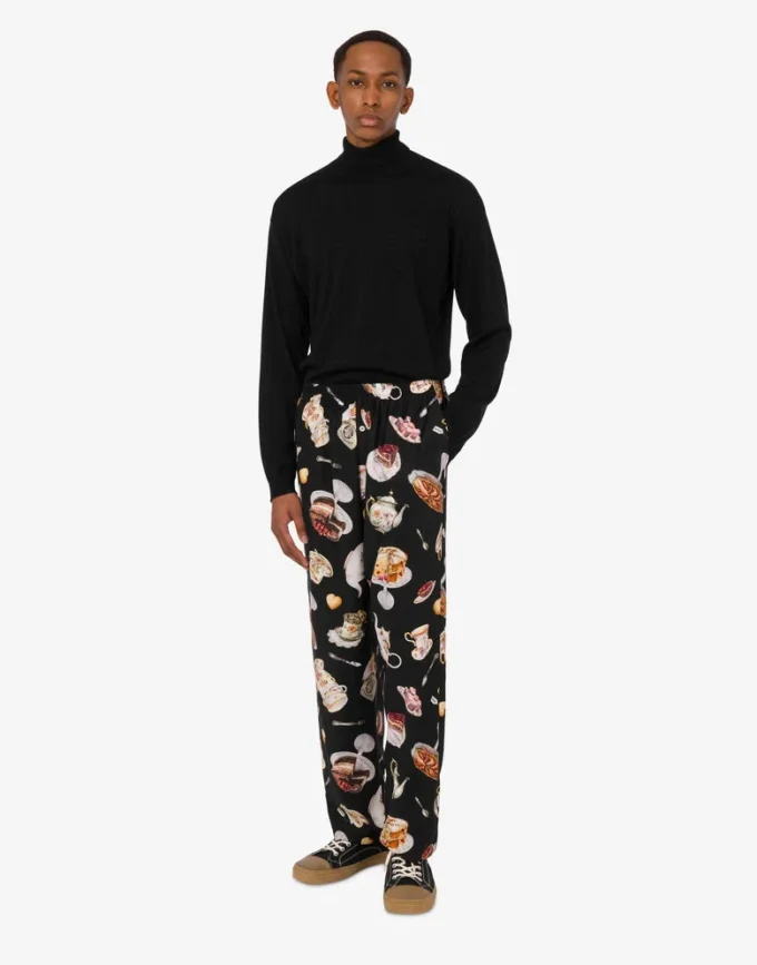 Printed satin pants