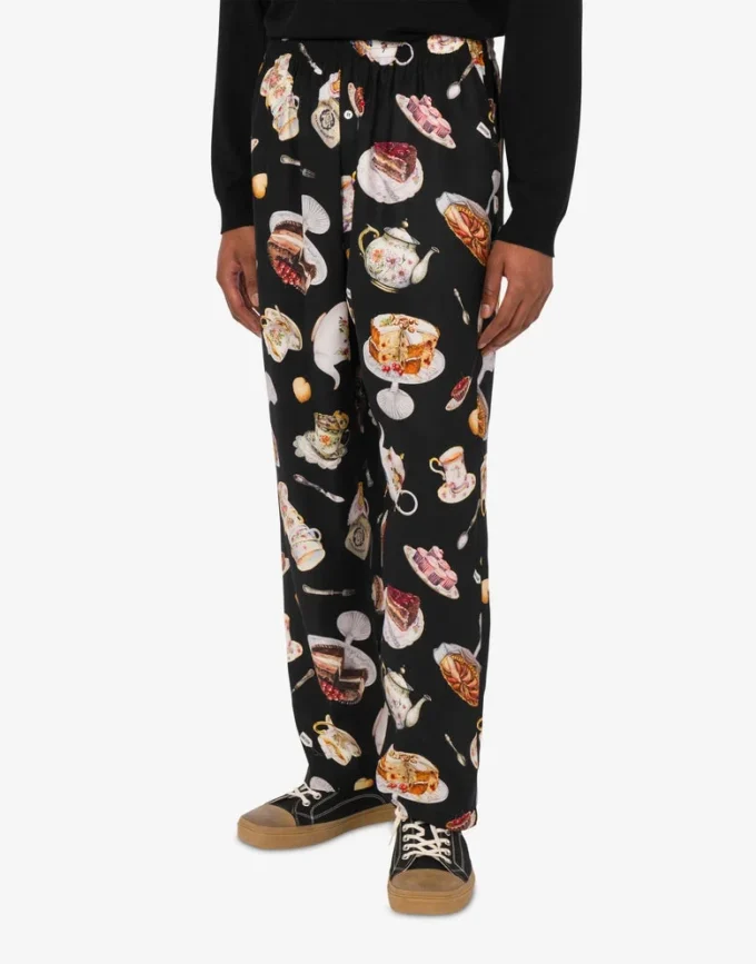 Printed satin pants