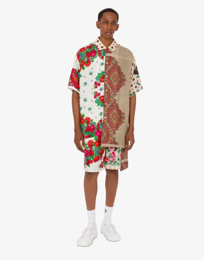 Printed silk Bermuda shorts