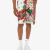 Printed silk Bermuda shorts