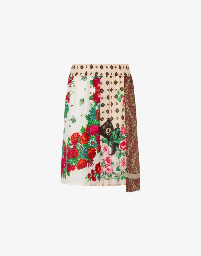 Printed silk Bermuda shorts