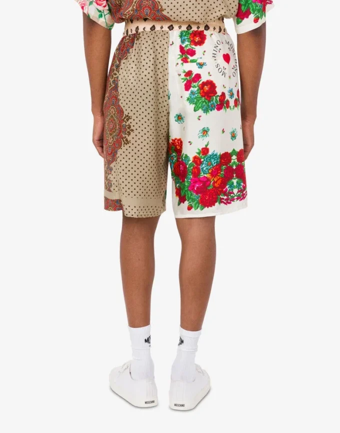 Printed silk Bermuda shorts