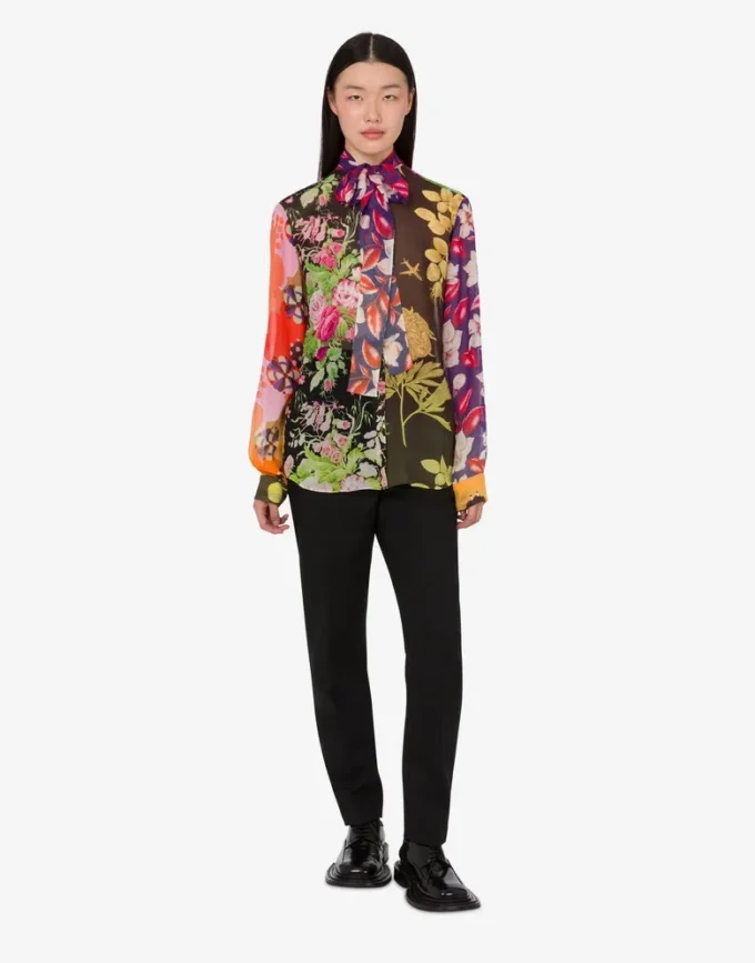 Printed silk georgette shirt