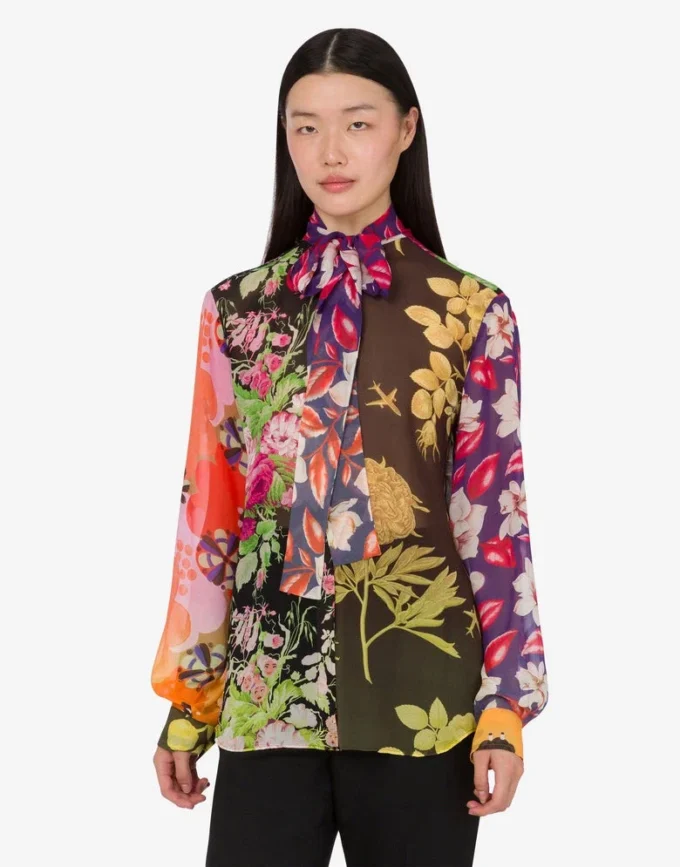 Printed silk georgette shirt