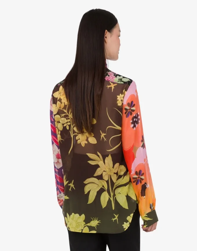 Printed silk georgette shirt