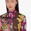 Printed silk georgette shirt