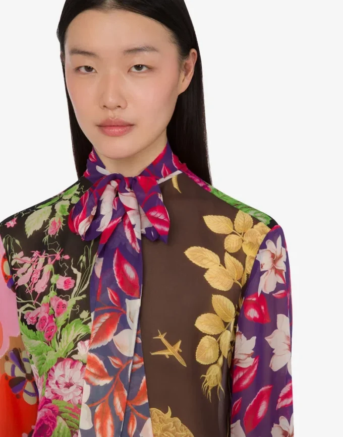 Printed silk georgette shirt
