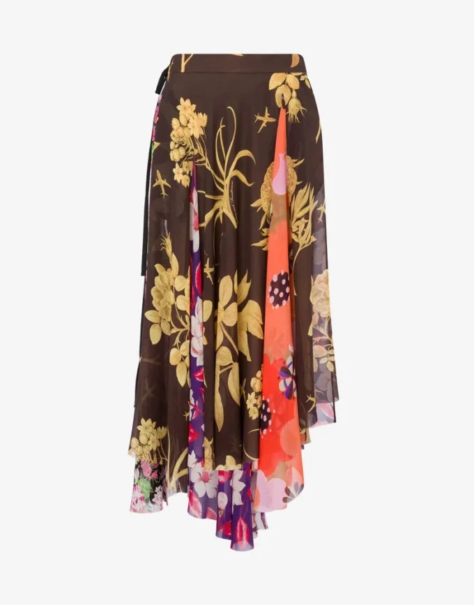 Printed silk goergette skirt