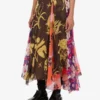 Printed silk goergette skirt
