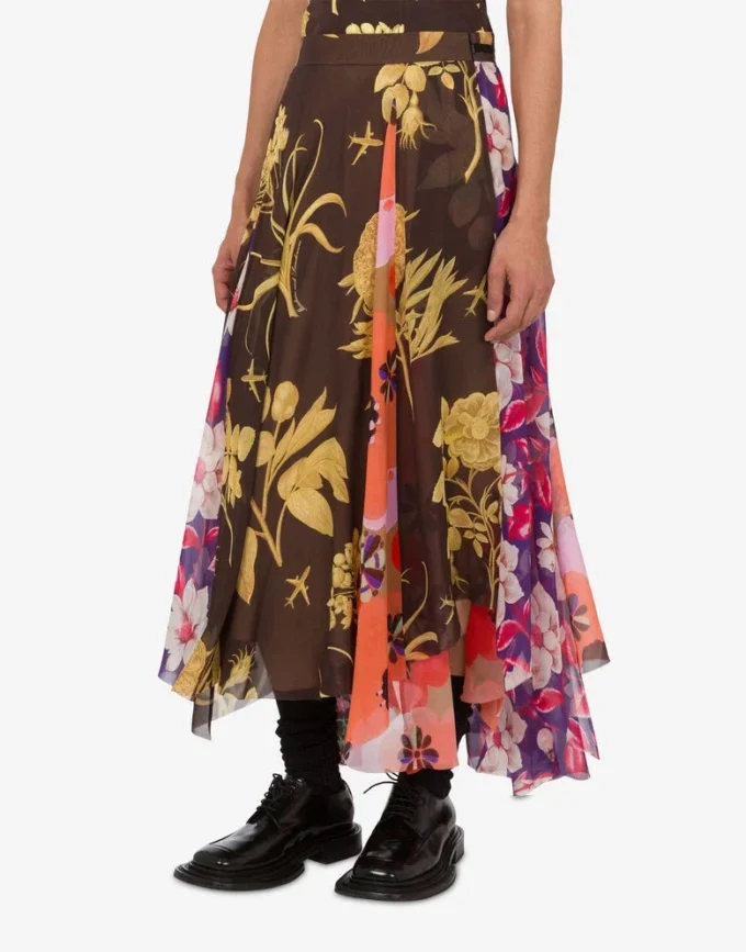 Printed silk goergette skirt