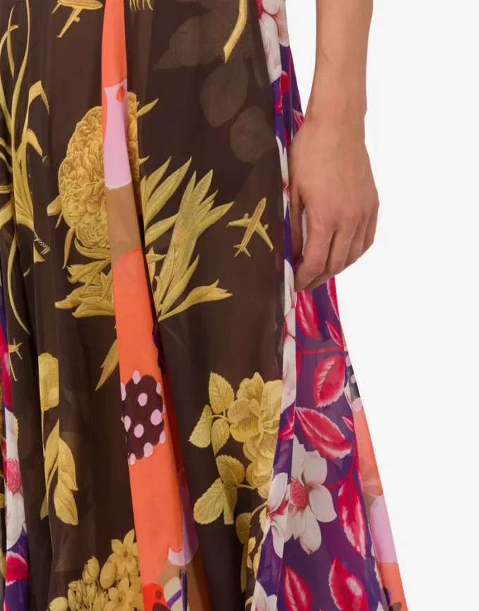 Printed silk goergette skirt